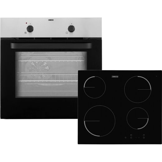 Zanussi ZPVF4130X Built In Electric Single Oven and Ceramic Hob Pack - Stainless Steel / Black - A Rated