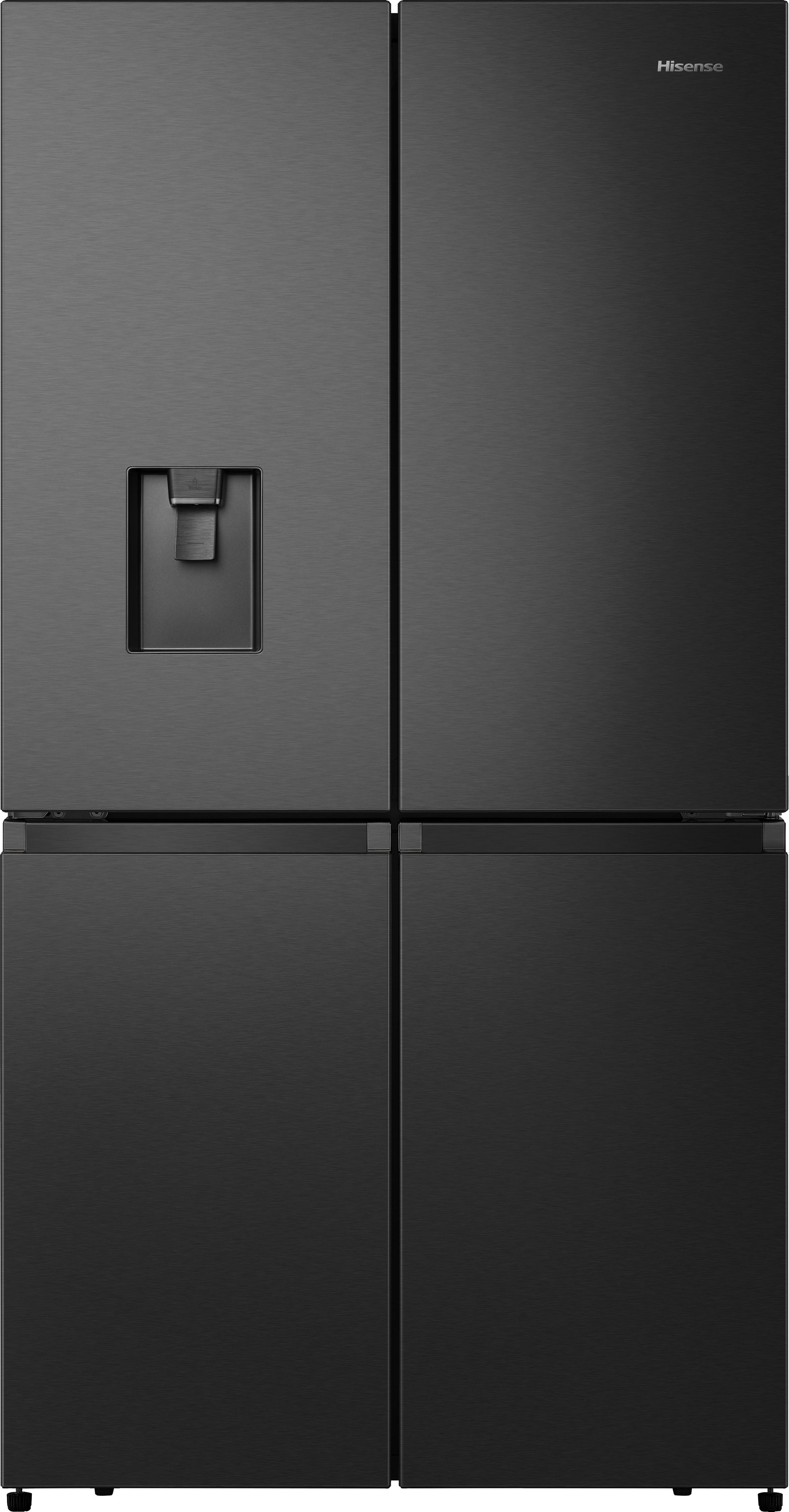 Hisense RQ758N4SWFE Wifi Connected Total No Frost American Fridge Freezer - Black Stainless Steel - E Rated, Black