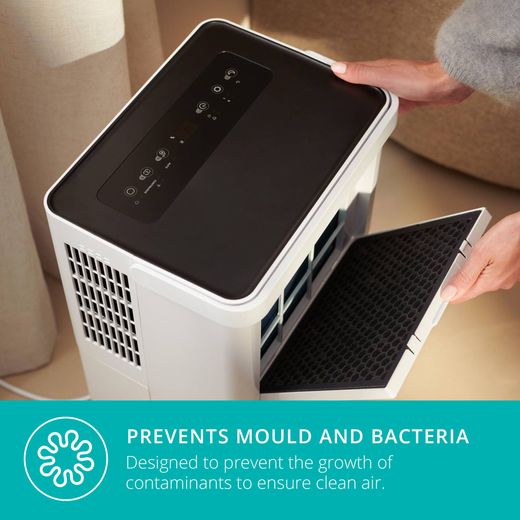 Duux Bora Smart Dehumidifier - White - Annotation - prevent mould and bacteria shot