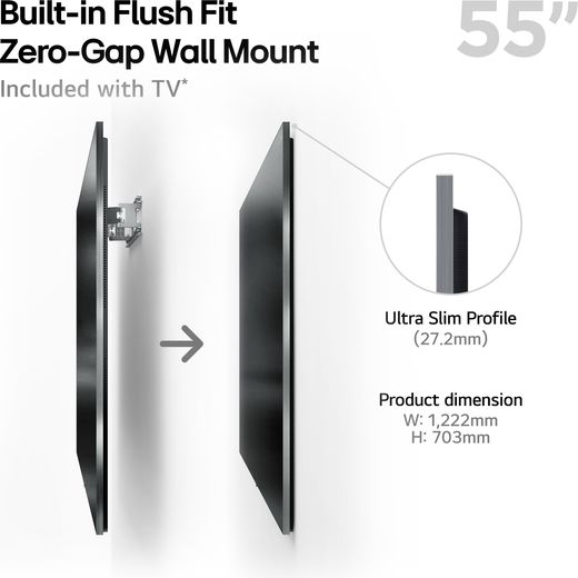 LG G54LW 4K Ultra HD Smart TV - Annotation - Dimension  shot 