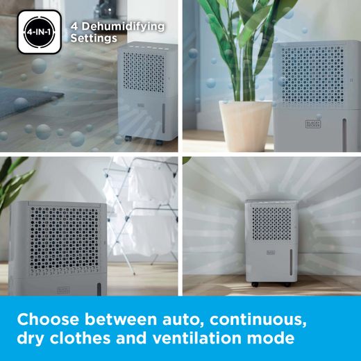 Black + Decker Dehumidifier - Grey - Annotation - 4 in 1 