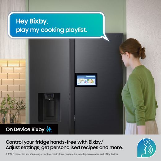 Samsung Series 9 AI Home American Fridge Freezer - Black - Annotation - On device Bixby