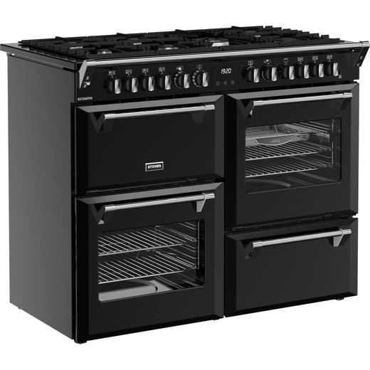 Stoves Richmond 110cm Dual Fuel Range Cooker - Black  - Right perspective shot 