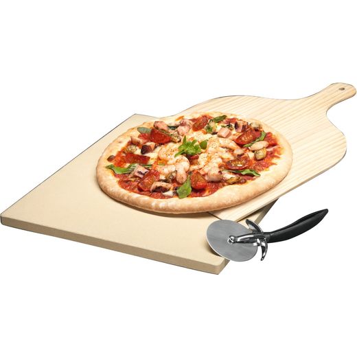 AEG Pizza Stone Kit - White - Pizza on board shot
