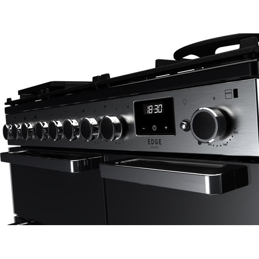 Rangemaster Dual Fuel Range Cooker - Black - Control panel shot