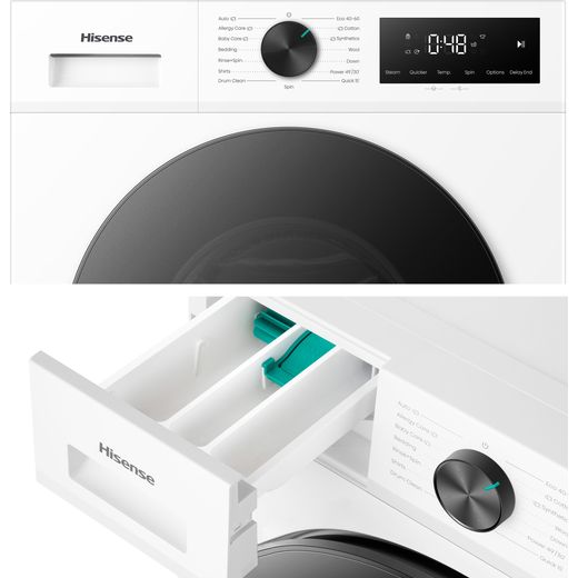 Hisense 1i Series WF1I1142BWL2 11kg Washing Machine with 1400 rpm - White - close up detail shot