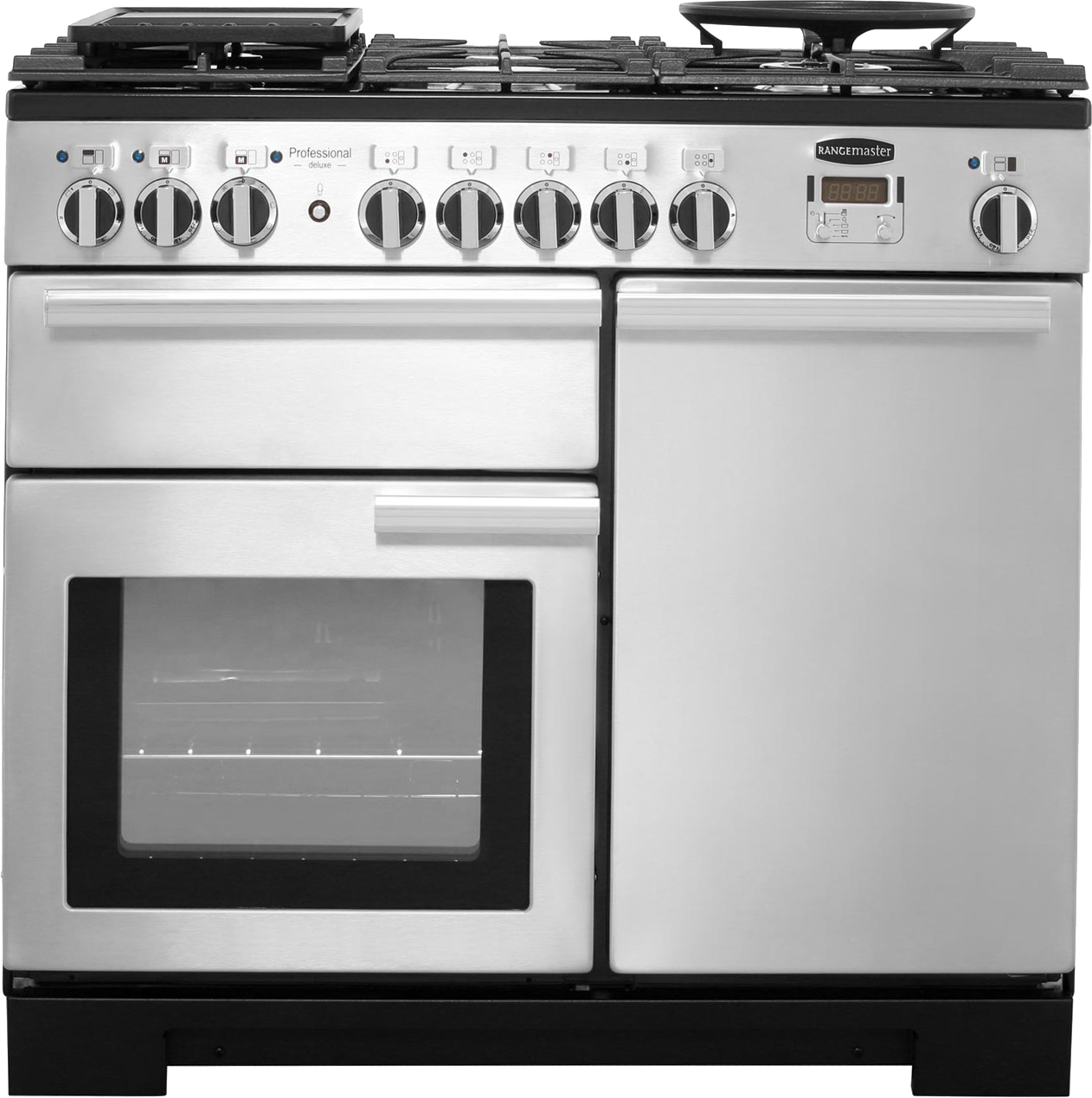 Rangemaster Professional Deluxe PDL100DFFSS/C 100cm Dual Fuel Range Cooker - Stainless Steel - A/A Rated, Stainless Steel