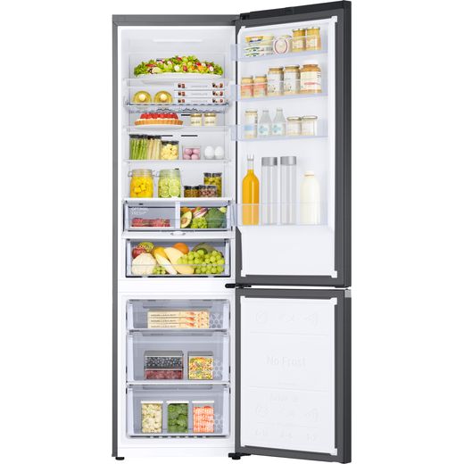 Samsung Total No Frost Fridge Freezer - Black - Front with door open shot 