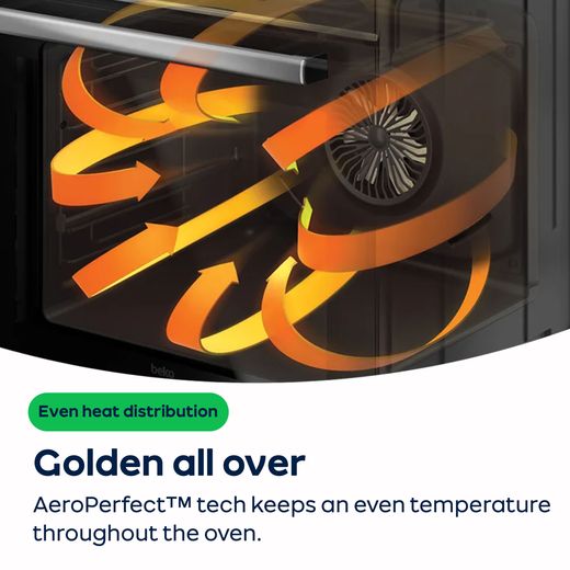 Beko AeroPerfect™ RecycledNet® Electric Single Oven - Stainless Steel - Annotation - Aero perfect shot