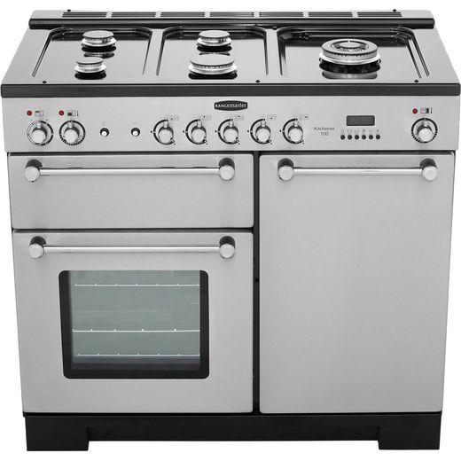 Rangemaster Kitchener KCH100DFFSS/C 100cm Dual Fuel Range Cooker - Stainless Steel / Chrome