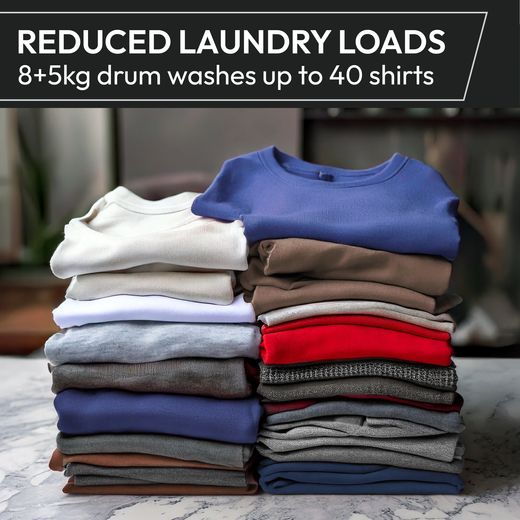 Hoover HBD 485D14/1-80 Integrated 8Kg / 5Kg Washer Dryer with 1400 rpm - White - Annotation - Fewer loads shot
