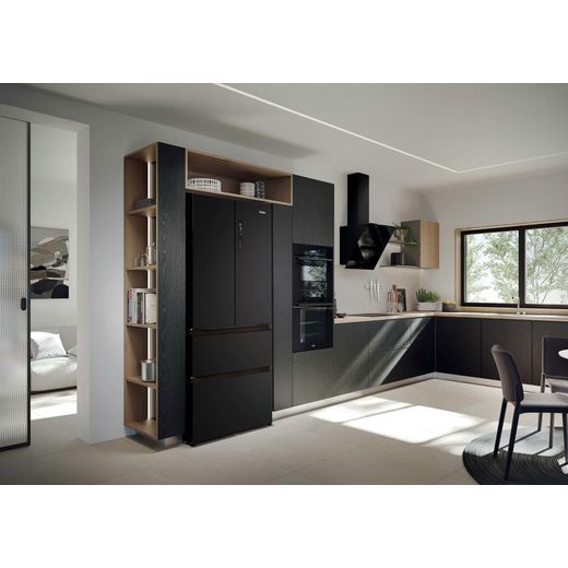 Haier FD 70 Series 3 American Fridge Freezer - Slate Black - Fridge freezer in kitchen shot