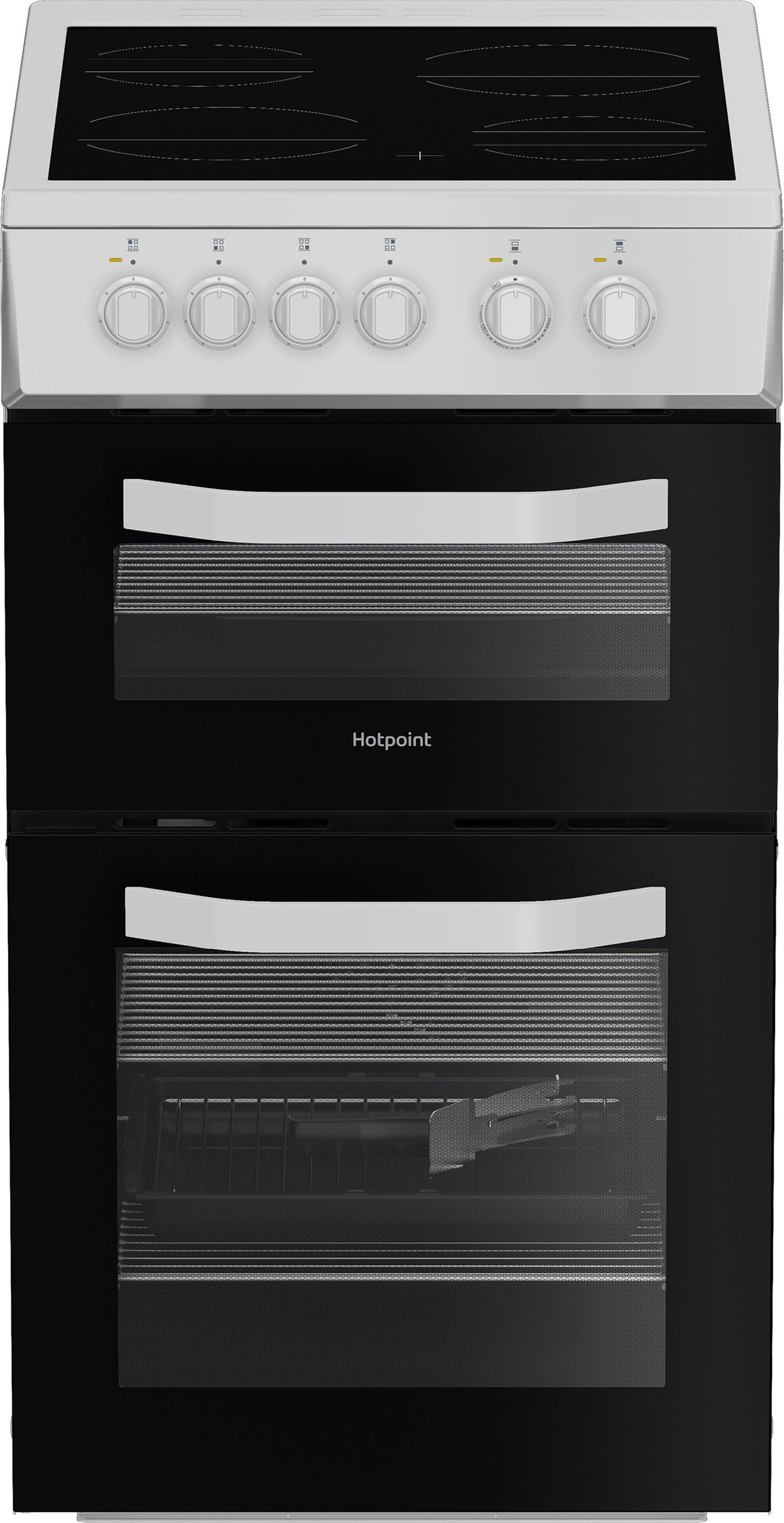 Image of Hotpoint HTE5VCW 50cm Wide Single Oven Electric Cooker with Ceramic Hob - White - A Rated, White