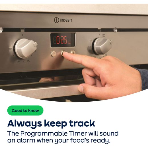 Indesit Built In Electric Double Oven - Black  - AO Annotation - Program-Timer
