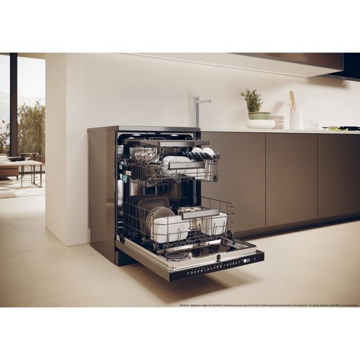 Haier i-Pro Series 5 Integrated Standard Dishwasher - Graphite - Dishwasher with door open in kitchen shot