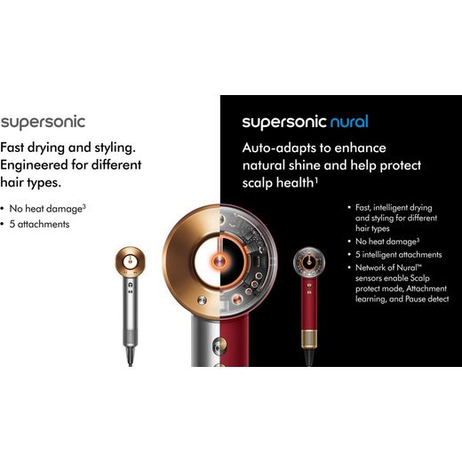 Dyson Supersonic Nural™ Hair Dryer - Red Velvet - Annotation - comparison shot