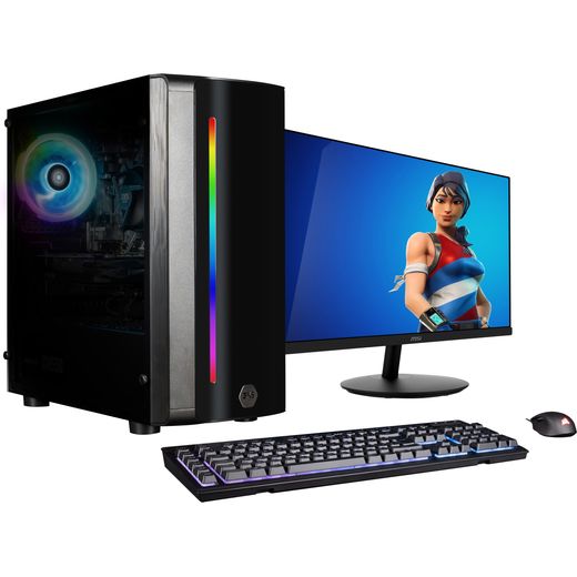 3XS Core 1650 24" Gaming Tower Includes 24-inch IPS monitor, Corsair RGB gaming keyboard and Corsair RGB gaming mouse - 500GB SSD - Black