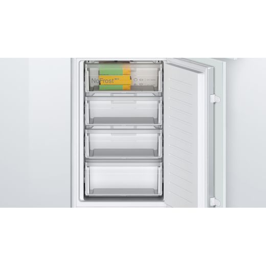 Bosch Series 2 Integrated Fridge Freezer with Sliding Door Fixing Kit - White - Close up freezer drawer shot