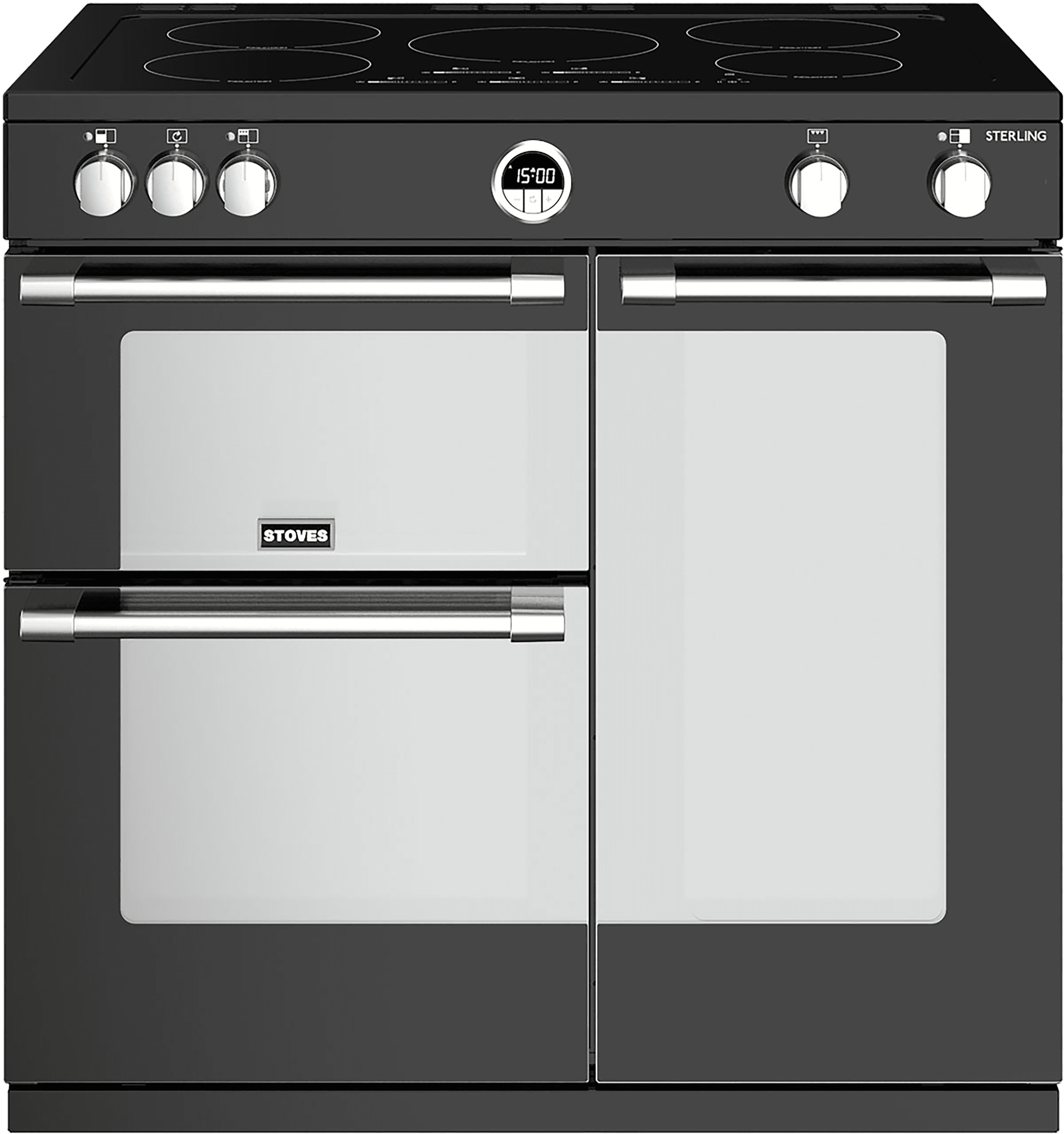 Stoves Sterling S900EI 90cm Electric Range Cooker with Induction Hob - Black - A/A/A Rated, Black