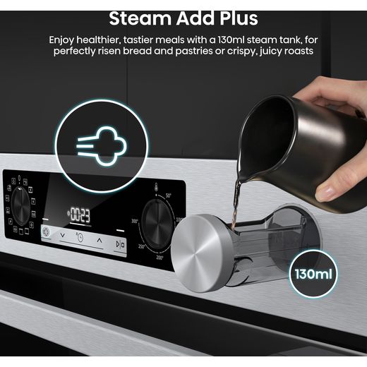 Hisense Hi4 BSA66221AXUK Built In Electric Single Oven - annotation - steam add plus