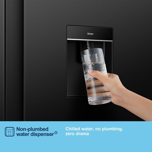 Fridgemaster American Fridge Freezer - Black - Annotation - Water dispenser shot
