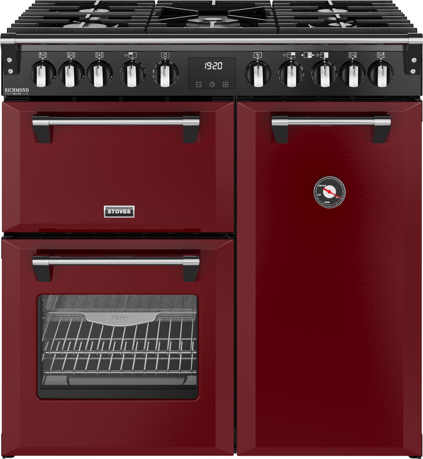 Stoves 90cm Dual Fuel Range Cooker - 5 Gas Burners - 3 Ovens - Garnet Red