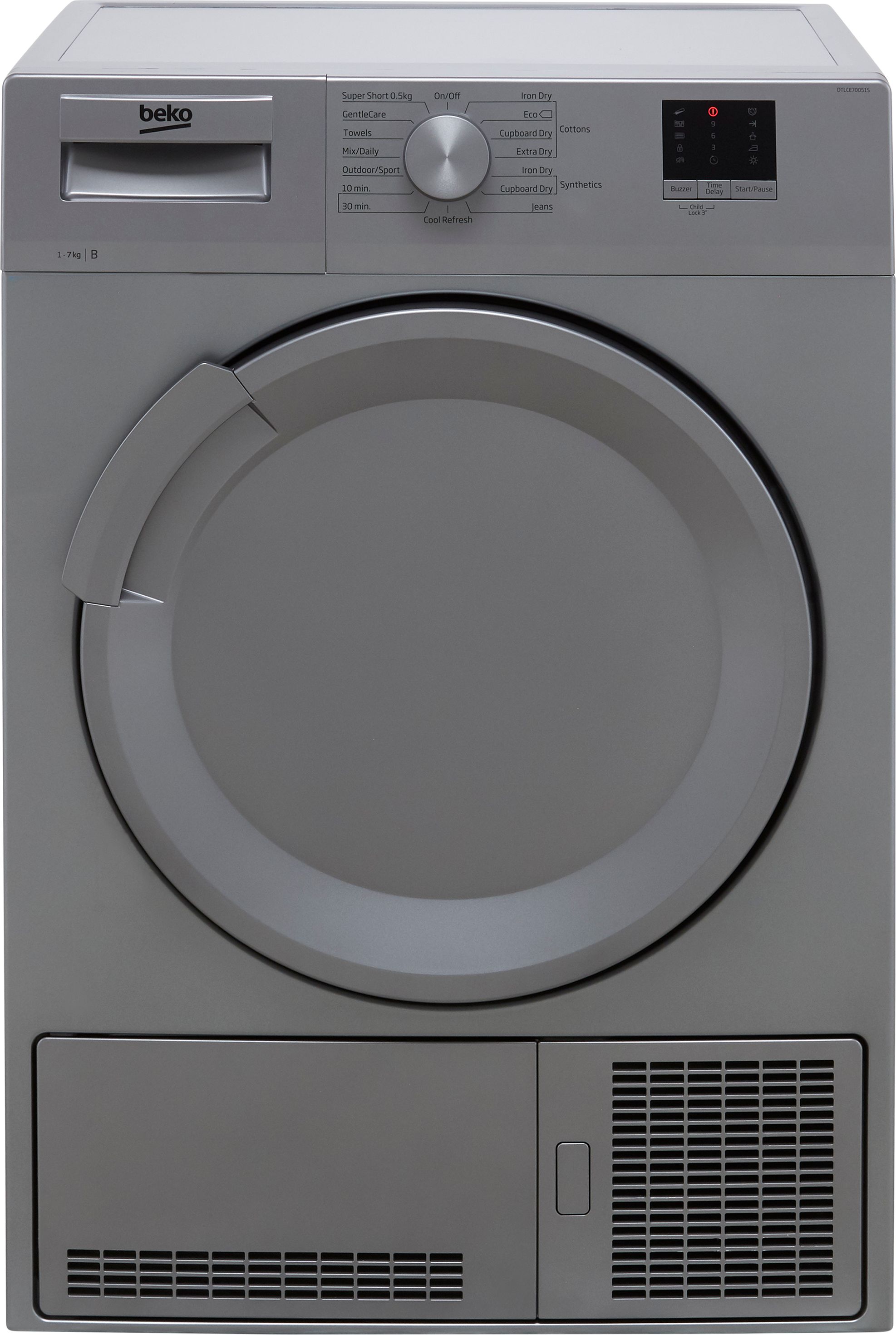 Beko DTLCE70051S 7Kg Condenser Tumble Dryer - Silver - B Rated, Silver