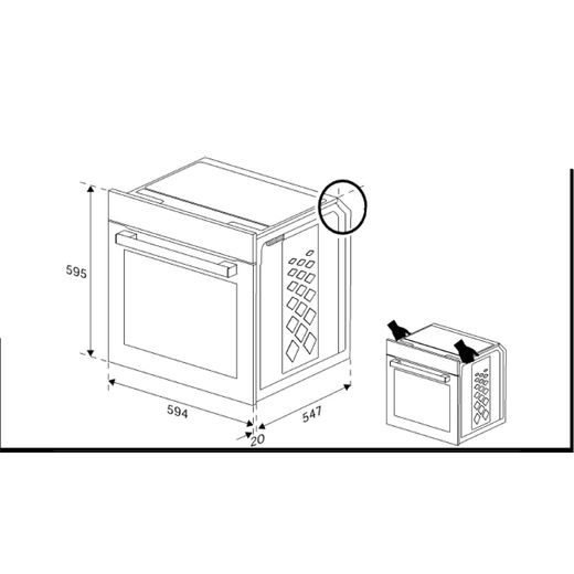 Beko BBIE12501WXP Built In Electric Single Oven - Stainless Steel - Dimensions