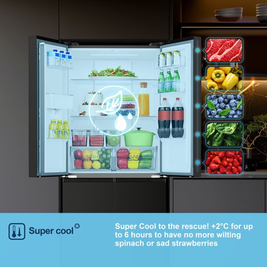 Fridgemaster American Fridge Freezer - Black - Annotation - Super cool