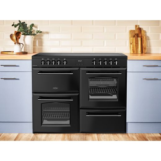 Belling Farmhouse 100Ei 100cm Electric Range Cooker with Induction Hob - Black - Cooker in kitchen shot 