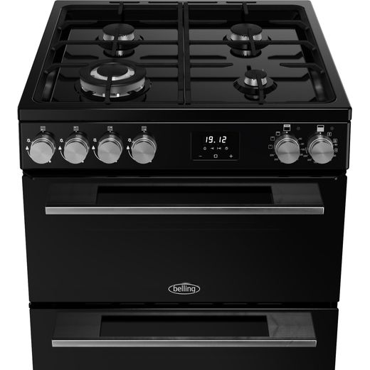 Belling BEL FSA VISION 60DF 60cm Double Oven Dual Fuel Mini Range Cooker - Black / Silver Steel - Hob perspective