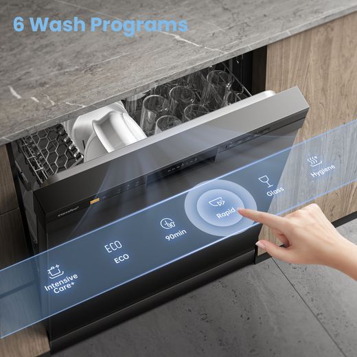 Comfee Standard Dishwasher - Black - Annotation - 6 wash programs