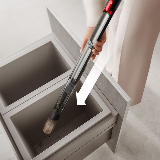 Dyson PencilVac Fluffycones Cordless Vacuum Cleaner - Black / Grey - Emptying into bin