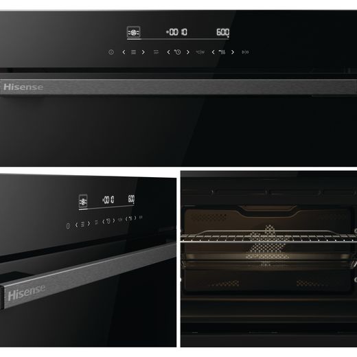 Hisense Hi6 BlackLine BIM45342ADBGUK Built In Compact Electric Single Oven with Microwave Function - Jet Black - Close up detail shot