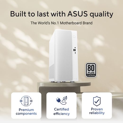 Asus V500 Mini Tower V501MV-W521H34W Tower - Intel® Core™ 5, 512GB SSD, 2026 16 GB RAM - White - annotation - built to last shot
