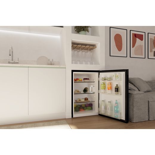 Hoover HONLQ2S58EBK 85cm High Small Fridge - Black - Fridge in kitchen shot