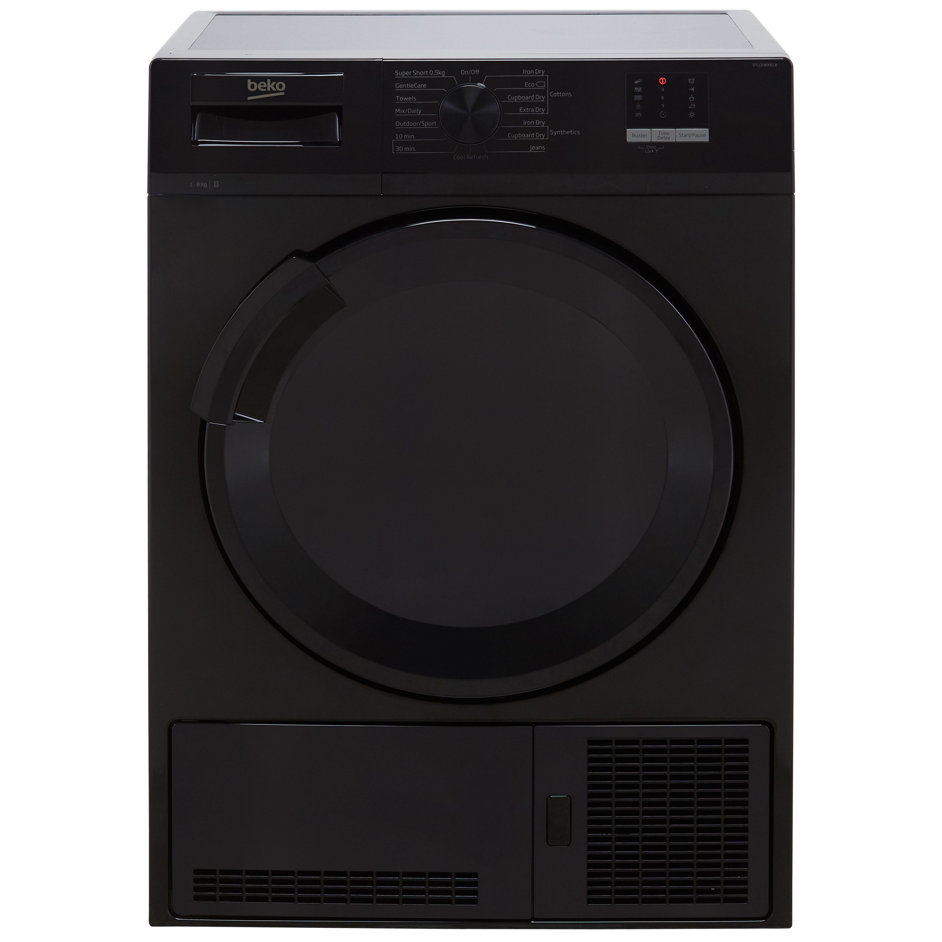 Beko DTLCE80051B 8Kg Condenser Tumble Dryer - Black - B Rated, Black