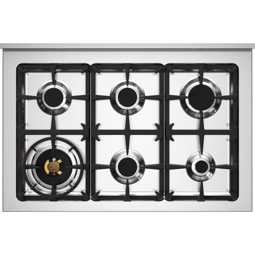 Bertazzoni Heritage Series 90cm wide Gas Range Cooker - Matt Black - top hob view shot
