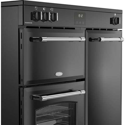 Belling Farmhouse 90Ei 90cm Electric Range Cooker with Induction Hob - Black - Close up handle shot