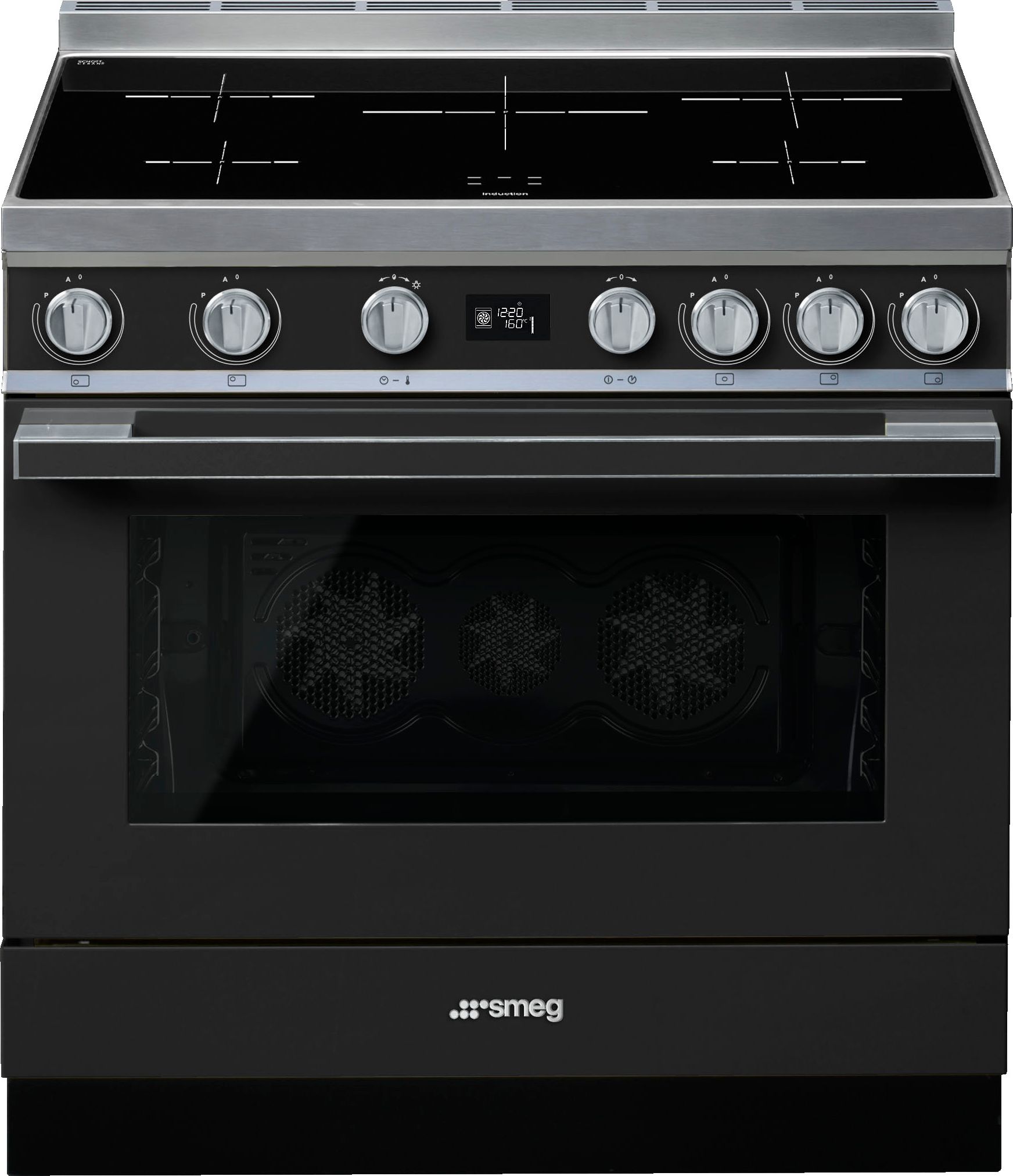Image of Smeg Portofino CPF9iPAN 90cm wide Electric Range Cooker with Induction Hob and Pyrolytic Cleaning - Anthracite - A+ Rated, Grey