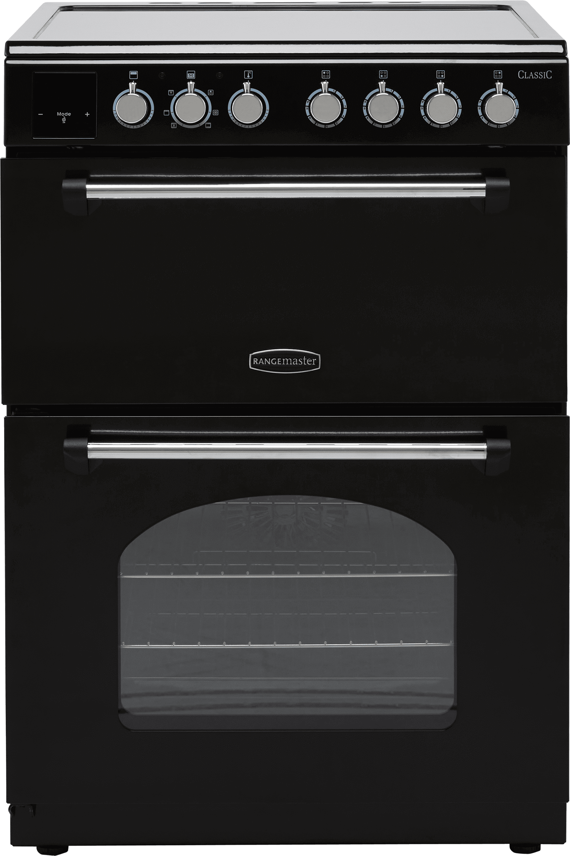 Rangemaster Classic 60 CLA60EIBL/C 60cm Electric Cooker with Induction Hob - Black / Chrome - A/A Rated, Black