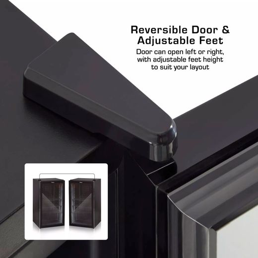 Swan Wine Cooler - Black  - Annotation - Reversible door shot