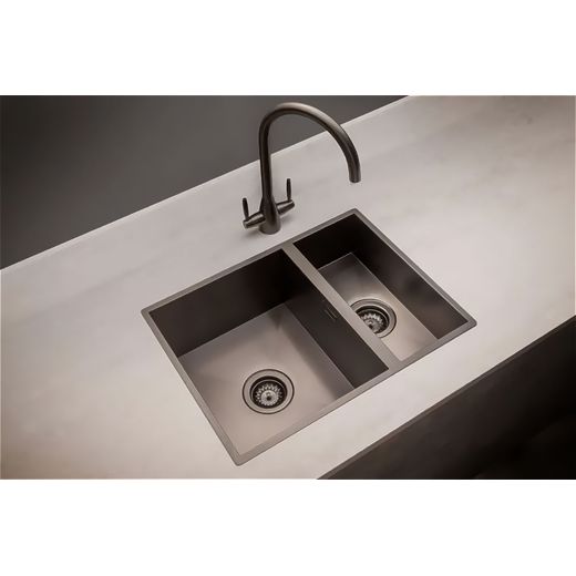 Harlyn Carbis 1.5 Inset Kitchen Sink - Gunmetal - sink in kitchen shot