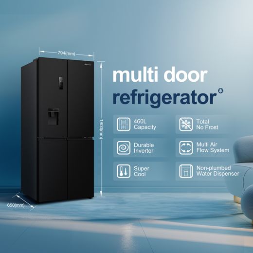 Fridgemaster American Fridge Freezer - Black - Annotation - Features