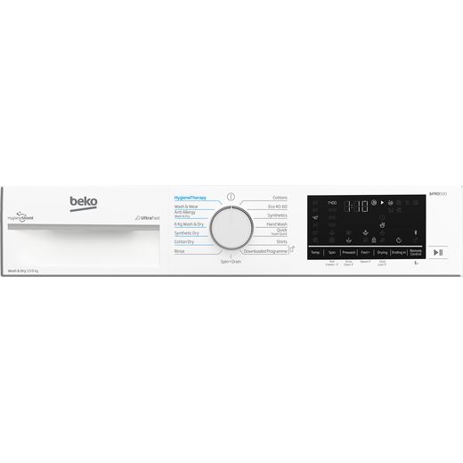 Beko UltraFast RecycledTub® 10Kg / 6Kg Washer Dryer - White - Control panel shot