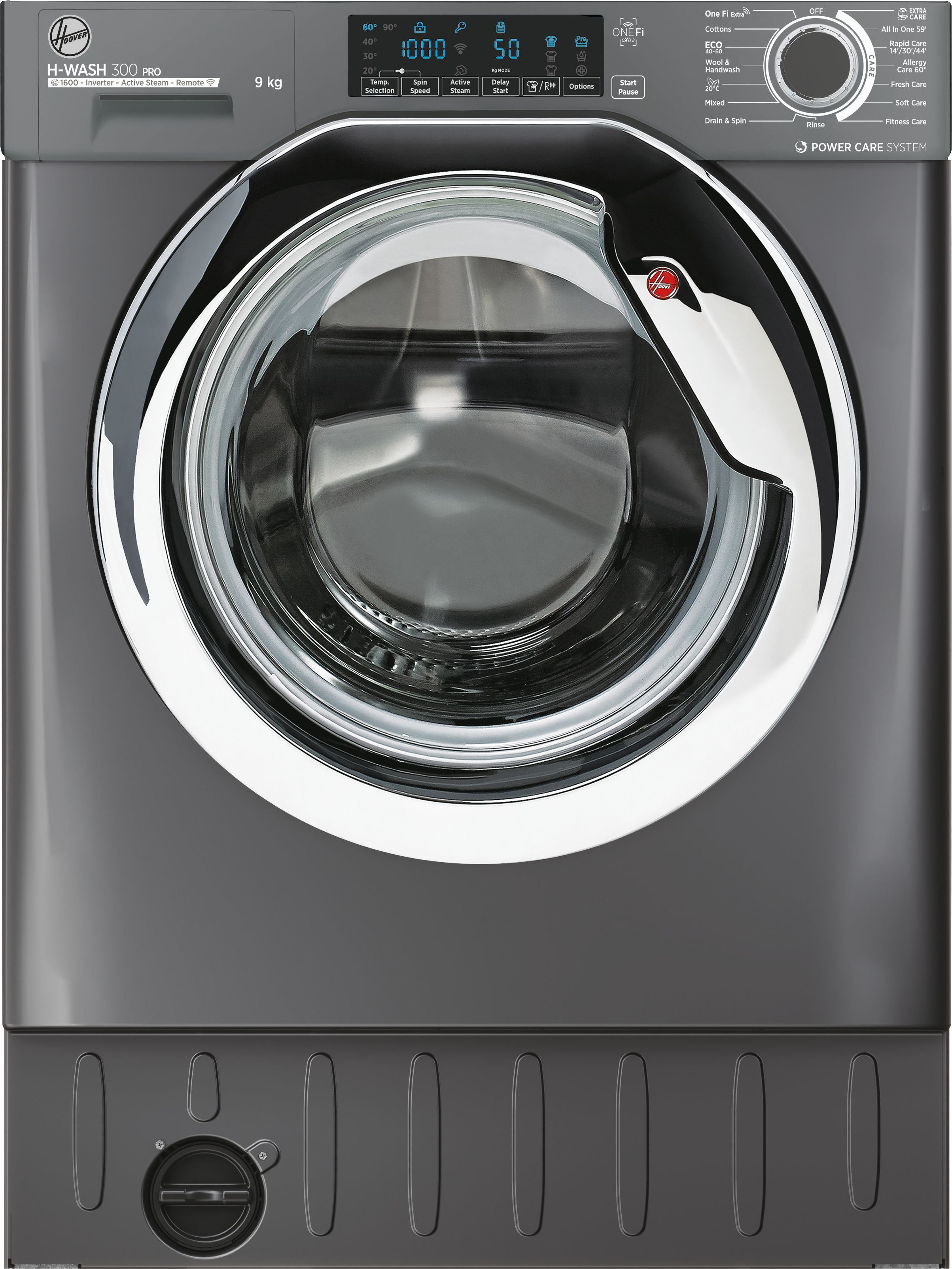 Hoover H-WASH 300 HBWOS69TAMCRE Integrated 9kg Washing Machine with 1600 rpm - Anthracite - A Rated, Black