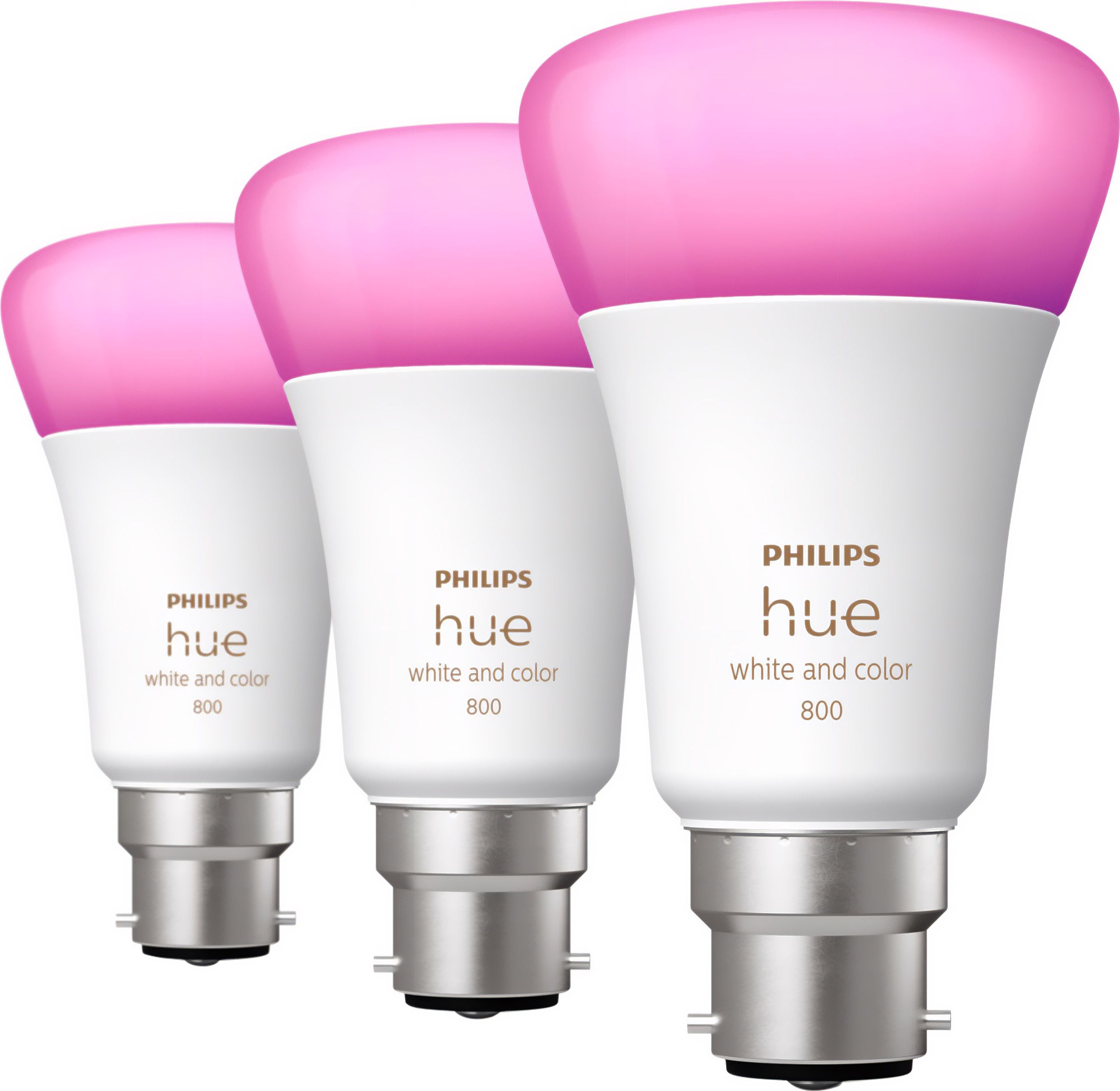 Philips Hue White and Colour Ambiance B22 Smart Bulb - 3 Pack - White, White