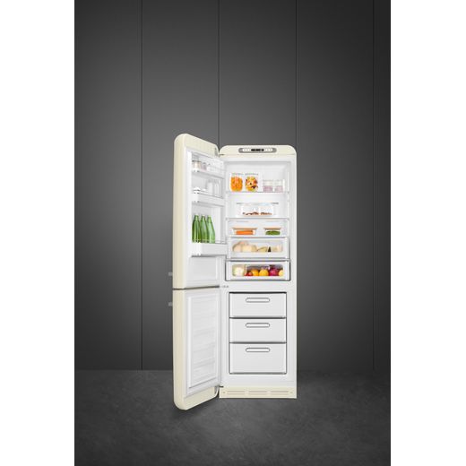 Smeg 50's Style FAB32LCR6UK 197cm 60/40 Frost Free Fridge Freezer - Cream - Fridge freezer with door open shot
