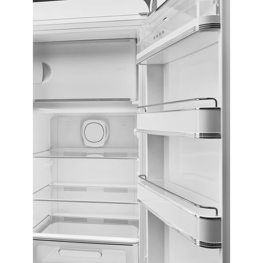 Smeg Right Hand Hinge FAB28RWH6UK 153cm High Small Fridge with Ice Box - White - Close up door shelf shot