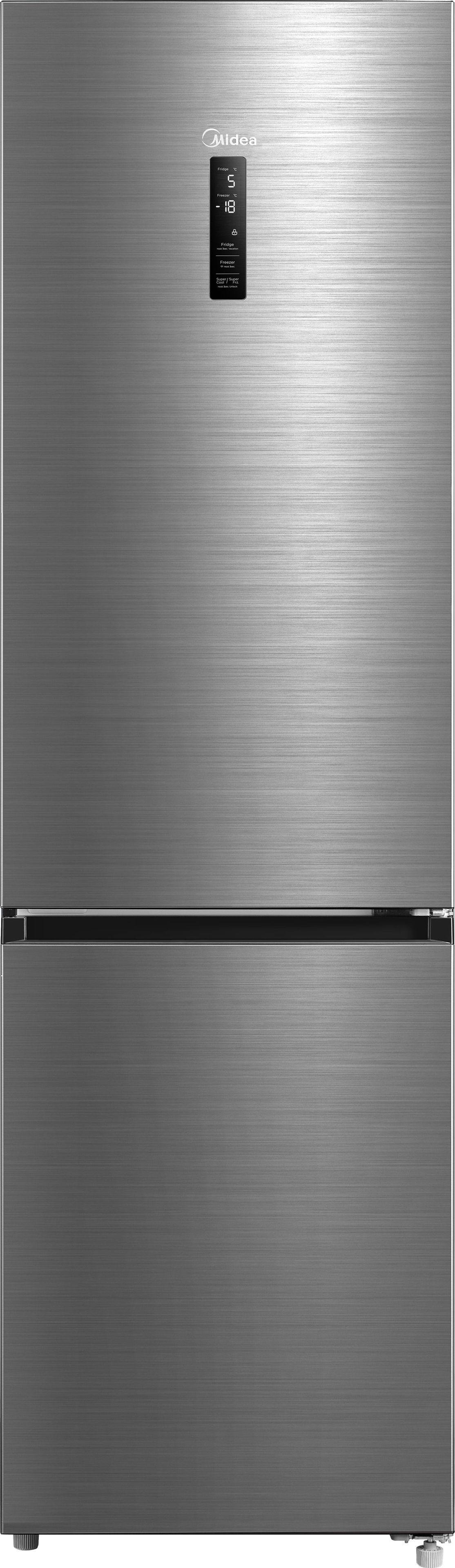 Midea MDRB521MIC46 Wifi Connected 201cm 70/30 No Frost Fridge Freezer - Inox - C Rated, Stainless Steel